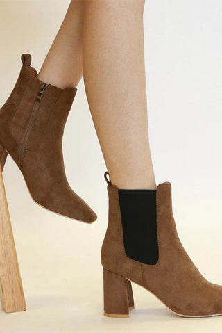 Mayfair Faux Suede Block Heel Chelsea Boots with Elastic Side Panel - By Baano