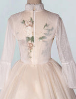 Elegant Tulle Ball Gown with Lace Applique | High Collar Evening Dress