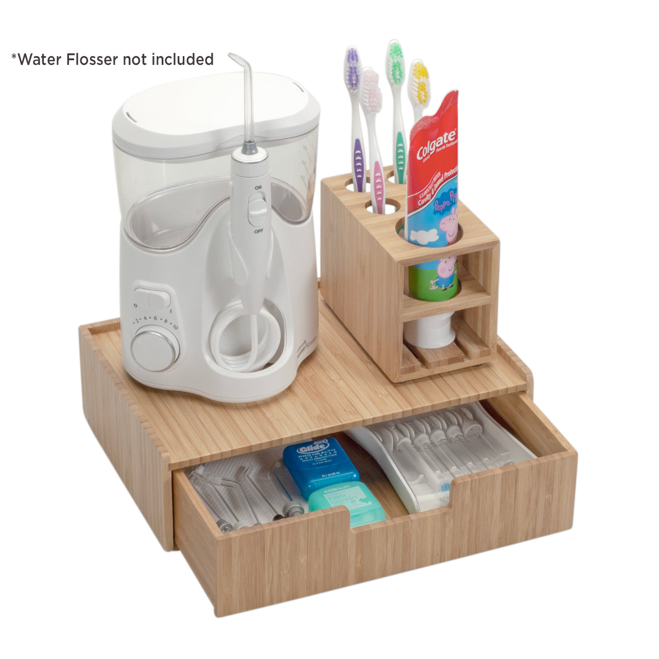 Bamboo Drawer & Brush Holder Combo