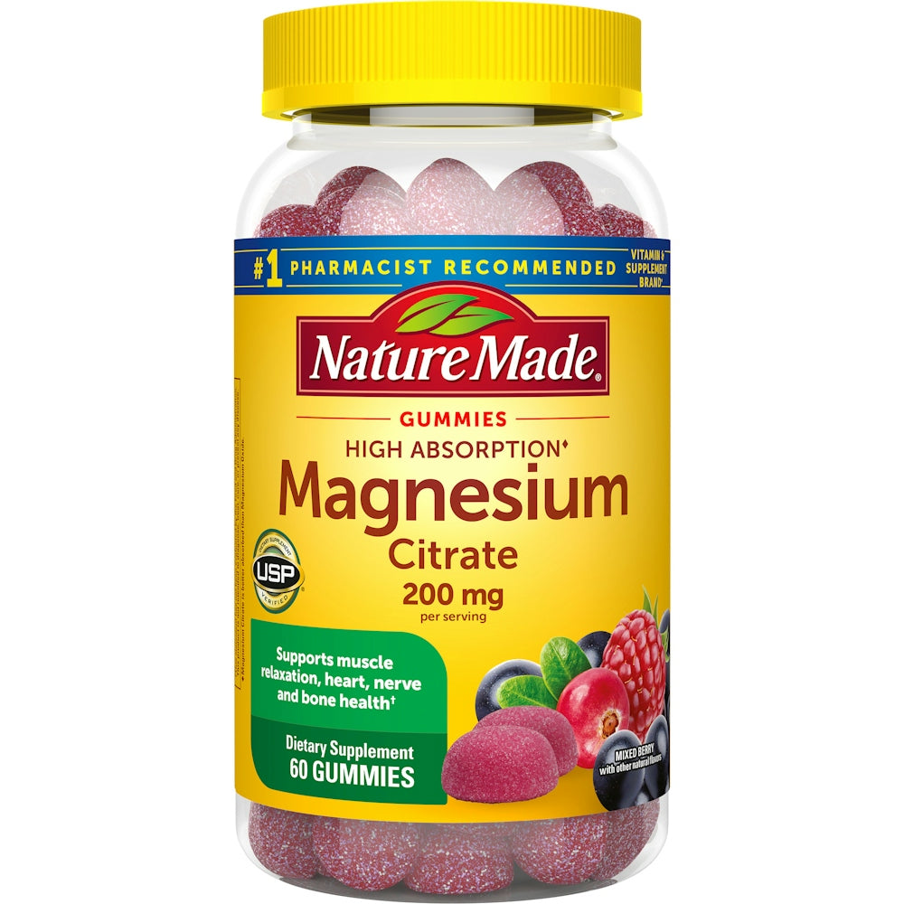 Nature Made High Absorption Magnesium Citrate 200 Mg, Dietary Supplement For Muscle Relaxation Support, 60 Gummies, 30 Day Supply