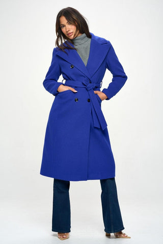 Coalition LA Double-Breasted Longline Coat with Belt - By Baano