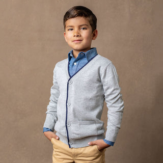 Tipped Cardigan with Elbow Patches - Baby - Glamourous Grace
