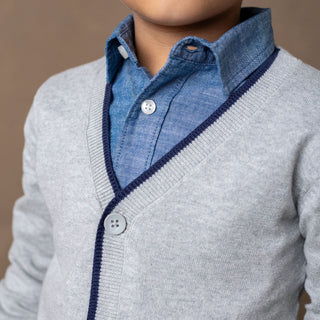 Tipped Cardigan with Elbow Patches - Baby - Glamourous Grace