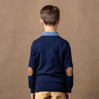 Tipped Organic Cardigan with Elbow Patches - Glamourous Grace
