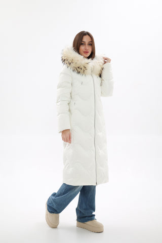 Genuine Fur Trim Down Fill Coat - By Baano