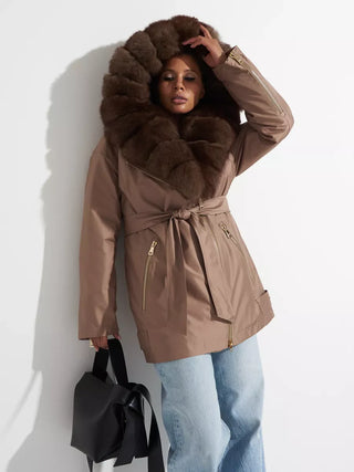 Genuine Polar Fox Fur Trim Rabbit Fur Insulated Parka - By Baano