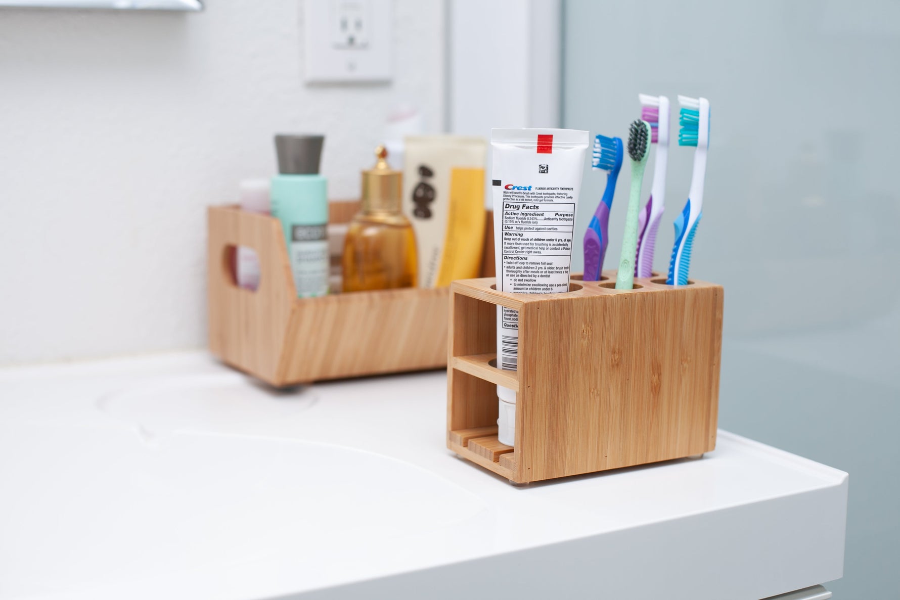 Bamboo Toothbrush & Toothpaste Holder