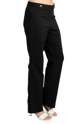 Counterparts Banded Waist Pull On Straight Cut Solid Hardware Detail Stretch Rayon Pants - Glamourous Grace