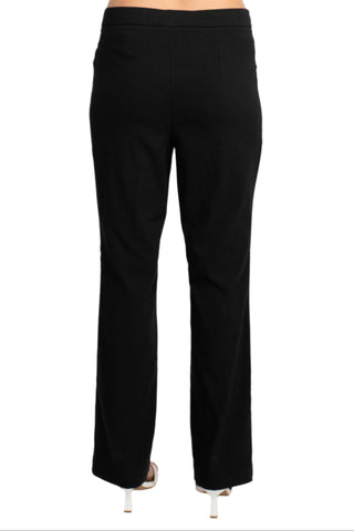 Counterparts Banded Waist Pull On Straight Cut Solid Hardware Detail Stretch Rayon Pants - Glamourous Grace