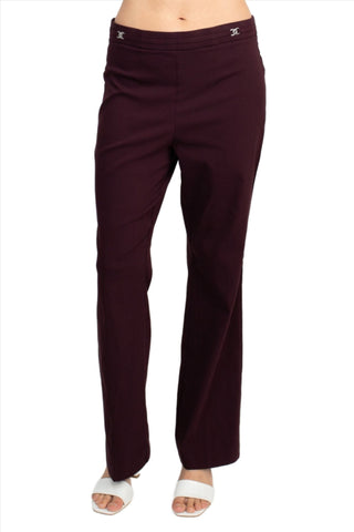 Counterparts Banded Waist Pull On Straight Cut Solid Hardware Detail Stretch Rayon Pants - Glamourous Grace