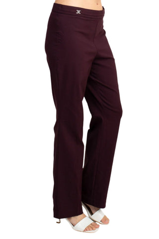 Counterparts Banded Waist Pull On Straight Cut Solid Hardware Detail Stretch Rayon Pants - Glamourous Grace