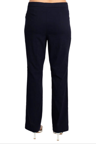 Counterparts Banded Waist Pull On Straight Cut Solid Hardware Detail Stretch Rayon Pants - Glamourous Grace