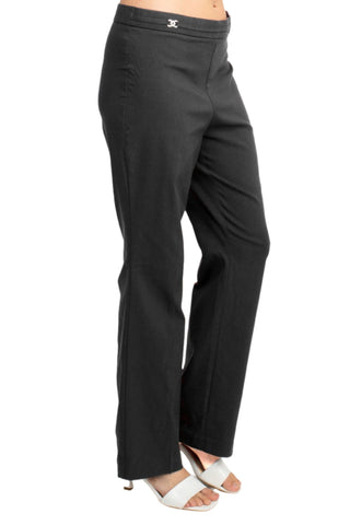 Counterparts Banded Waist Pull On Straight Cut Solid Hardware Detail Stretch Rayon Pants - Glamourous Grace