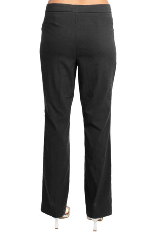 Counterparts Banded Waist Pull On Straight Cut Solid Hardware Detail Stretch Rayon Pants - Glamourous Grace