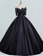 Elegant Black Strapless Satin Ball Gown | Women's Prom & Evening Dress