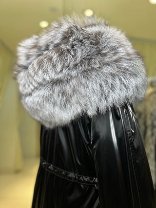 Genuine Silver Fox Fully Lined Hood Rabbit Insulated Parka - By Baano