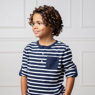 Henley Pocket Tee with Rolled Sleeves - Glamourous Grace