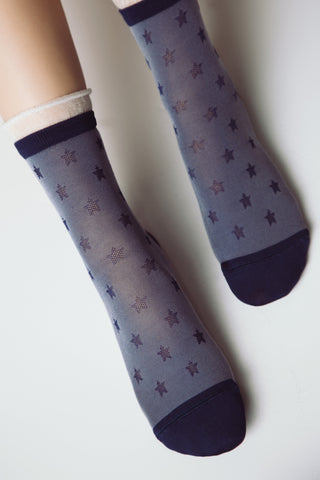 Conte Socks Classic - 491 Glossy Pattern and Decorative Transparent Mesh - By Baano
