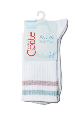 Conte Cotton Long Socks Active 157 - Lurex Stripes - By Baano