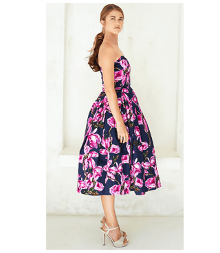 Lana Dress w/ Tulle Black Strapless Midi Dress - By Baano
