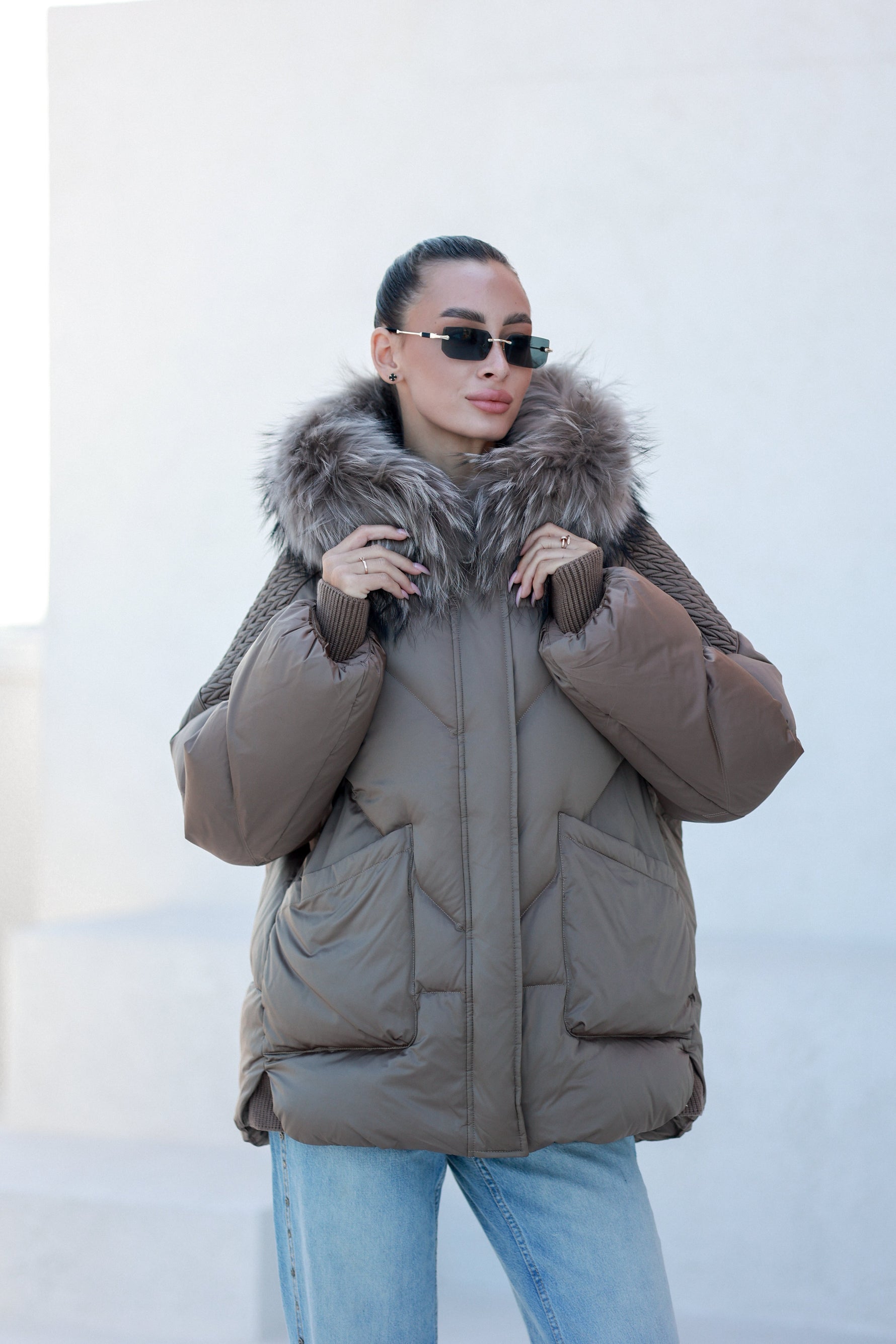 Genuine Fur Trim Down Fill Coat