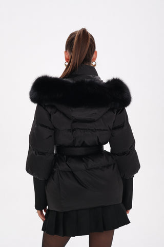 Pre-Order. Re-Stock Ships October 20. Amanda Genuine Fur Trim Down Fill Coat - By Baano