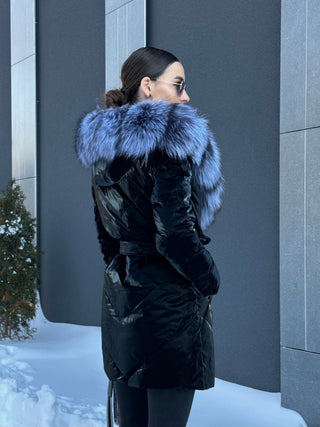 Genuine Silver Fox Fur Down Fill Coat - By Baano
