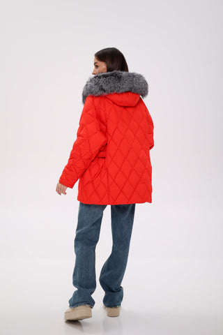 Genuine Silver Fox Down Fill Hooded Parka - By Baano