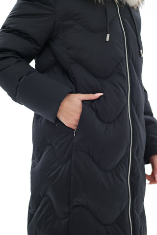 Genuine Fur Trim Down Fill Coat - By Baano