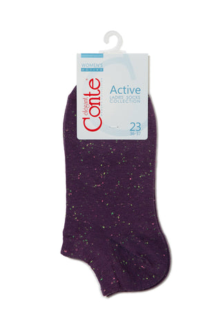 Cotton Ankle Socks Conte Active - 085 Knitted Colorful Pixels - By Baano