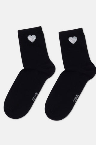 Cotton Socks Conte Classic 427 - Shimmering Heart Pattern - By Baano