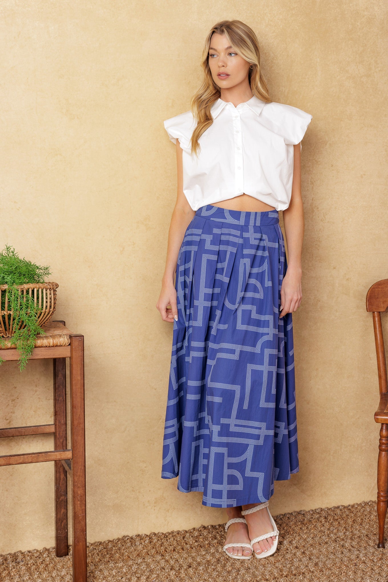 LEAVES OF TOMORROW WOVEN MIDI SKIRT - By Baano