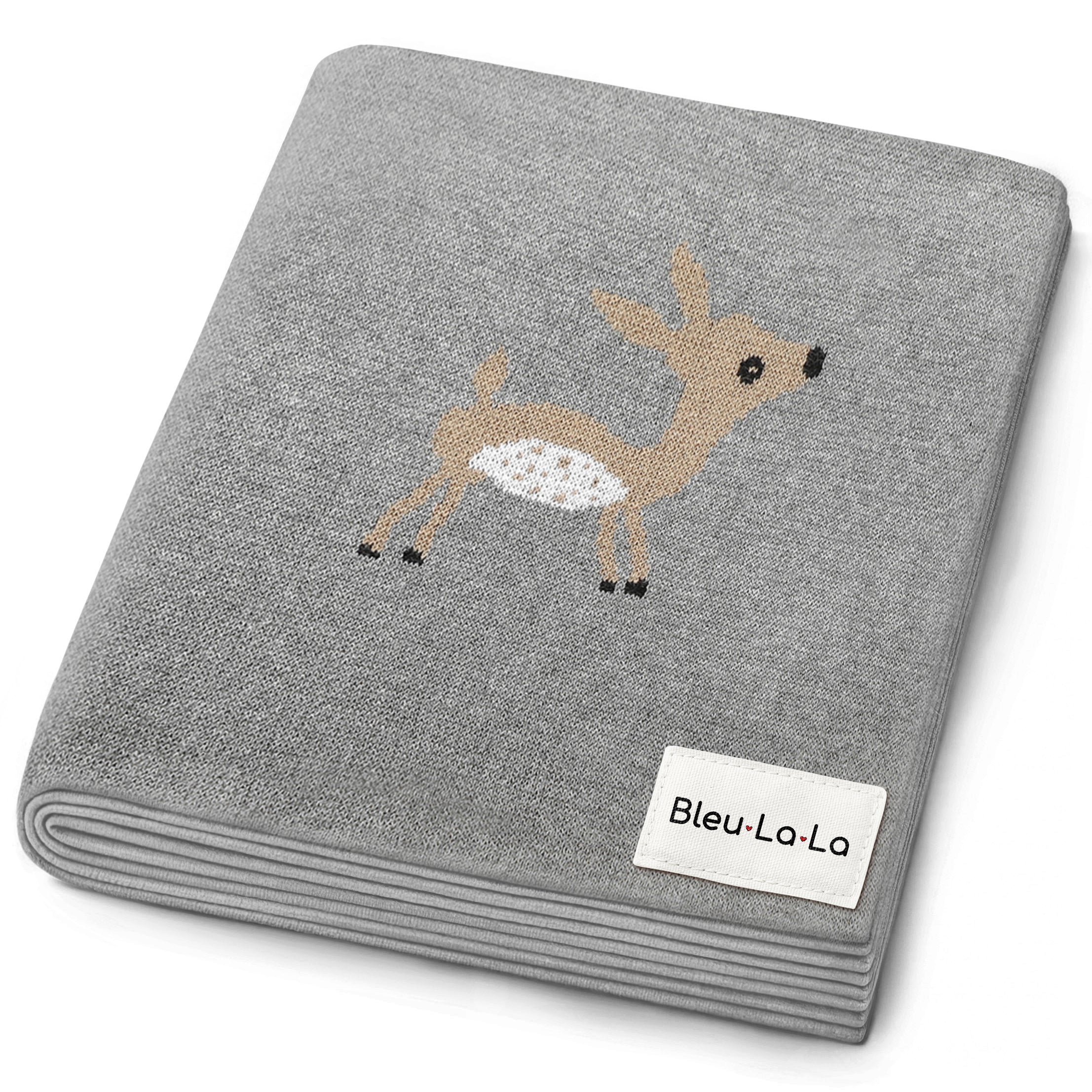 Luxury Cotton Deer Knit Swaddle Baby Blanket - By Baano