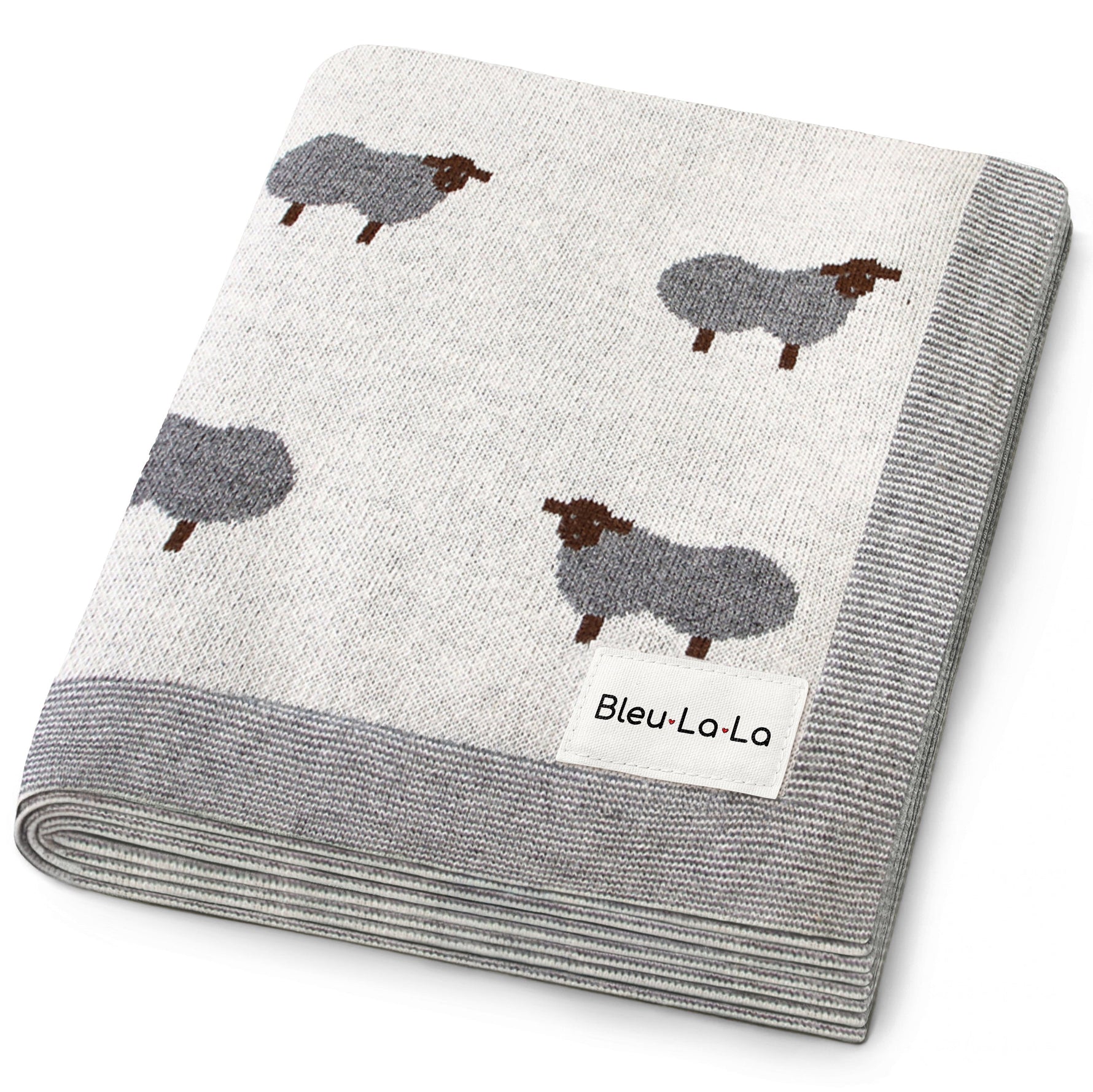Sheep Knit Receiving Baby Blanket - By Baano