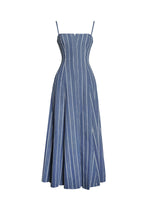 Abygail Stripe Cotton Denim Maxi Dress Miss Circle