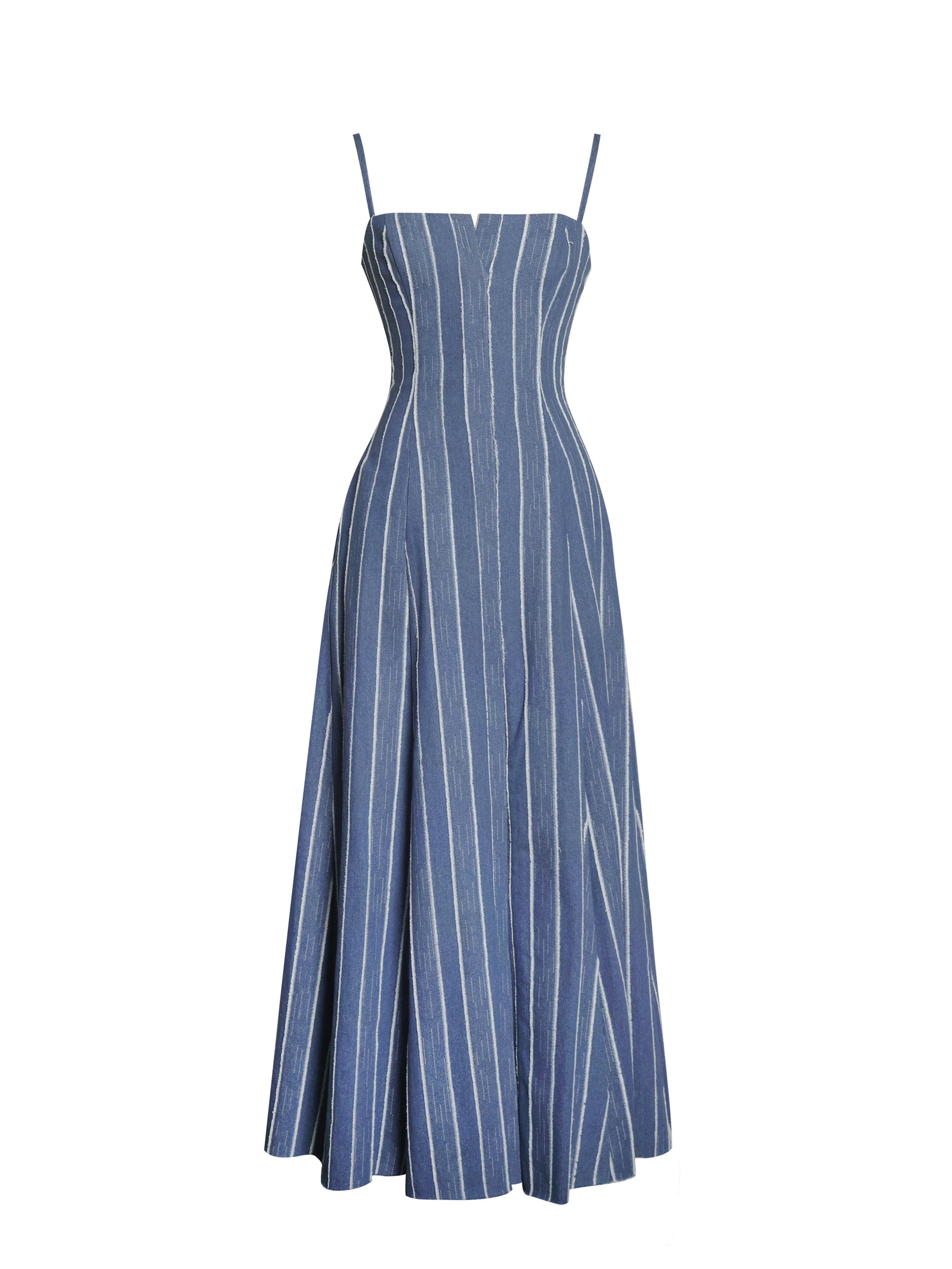 Abygail Stripe Cotton Denim Maxi Dress Miss Circle