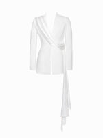 Vandra White Draping Blazer Jacket
