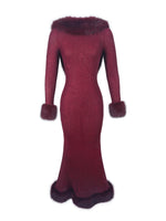 Melrose Burgundy Petite-Length Rhinestone Mesh Low Back Mermaid Gown