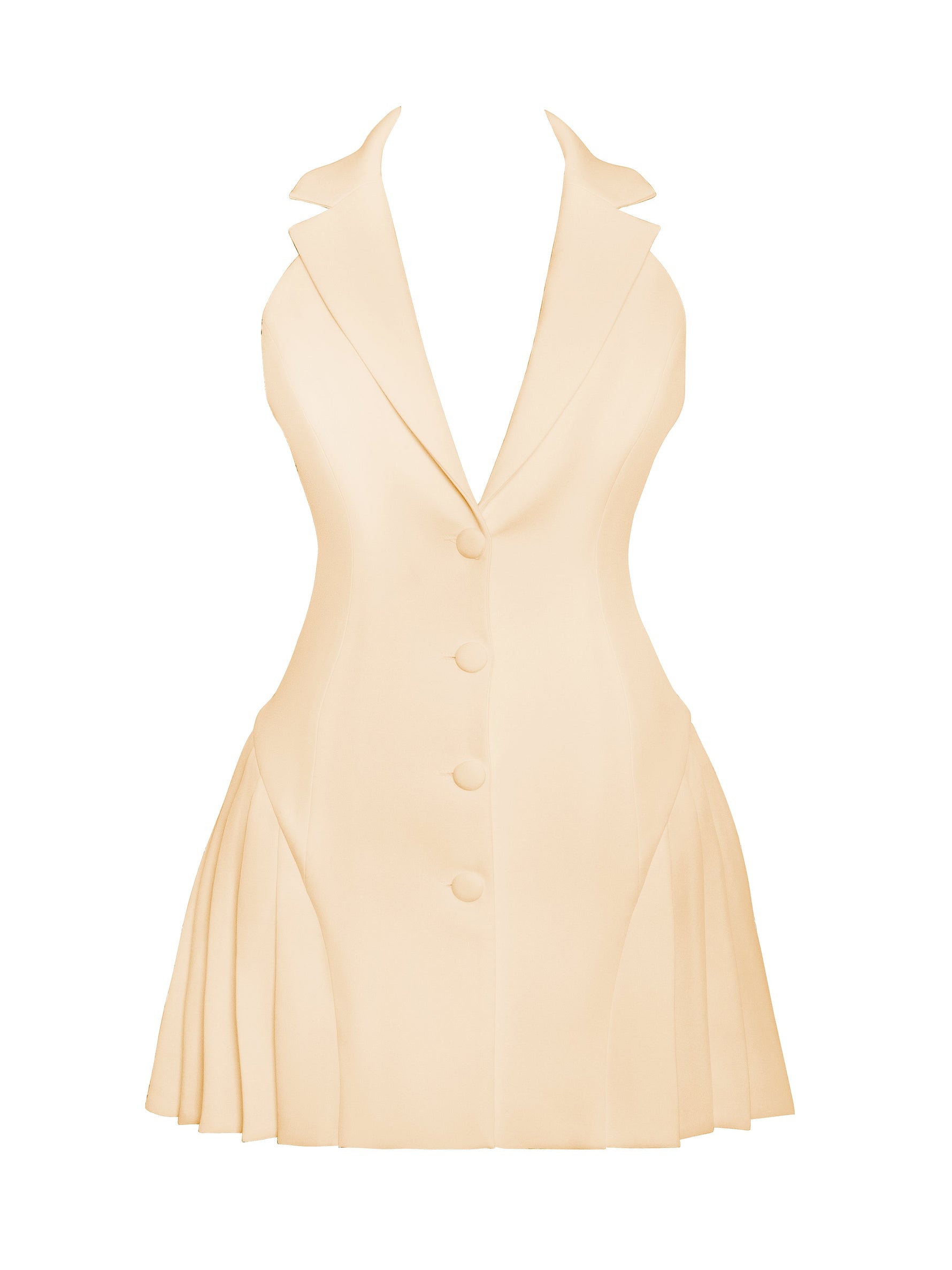 Reyna Beige Backless Pleated Mini Blazer Dress Miss Circle