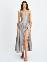 Palmer Silver Glitter Drop Waist Maxi Dress Miss Circle