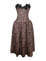 Uchenna Cheetah Print Stretchy Strapless Midi Dress with lace trim Miss Circle