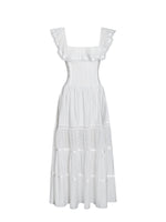 Eden Square Neck Ruffle Trim High Waist Midi Dress