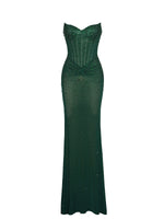 Fatima Green Crystal Sleeveless Corset Mermaid Maxi Dress Miss Circle