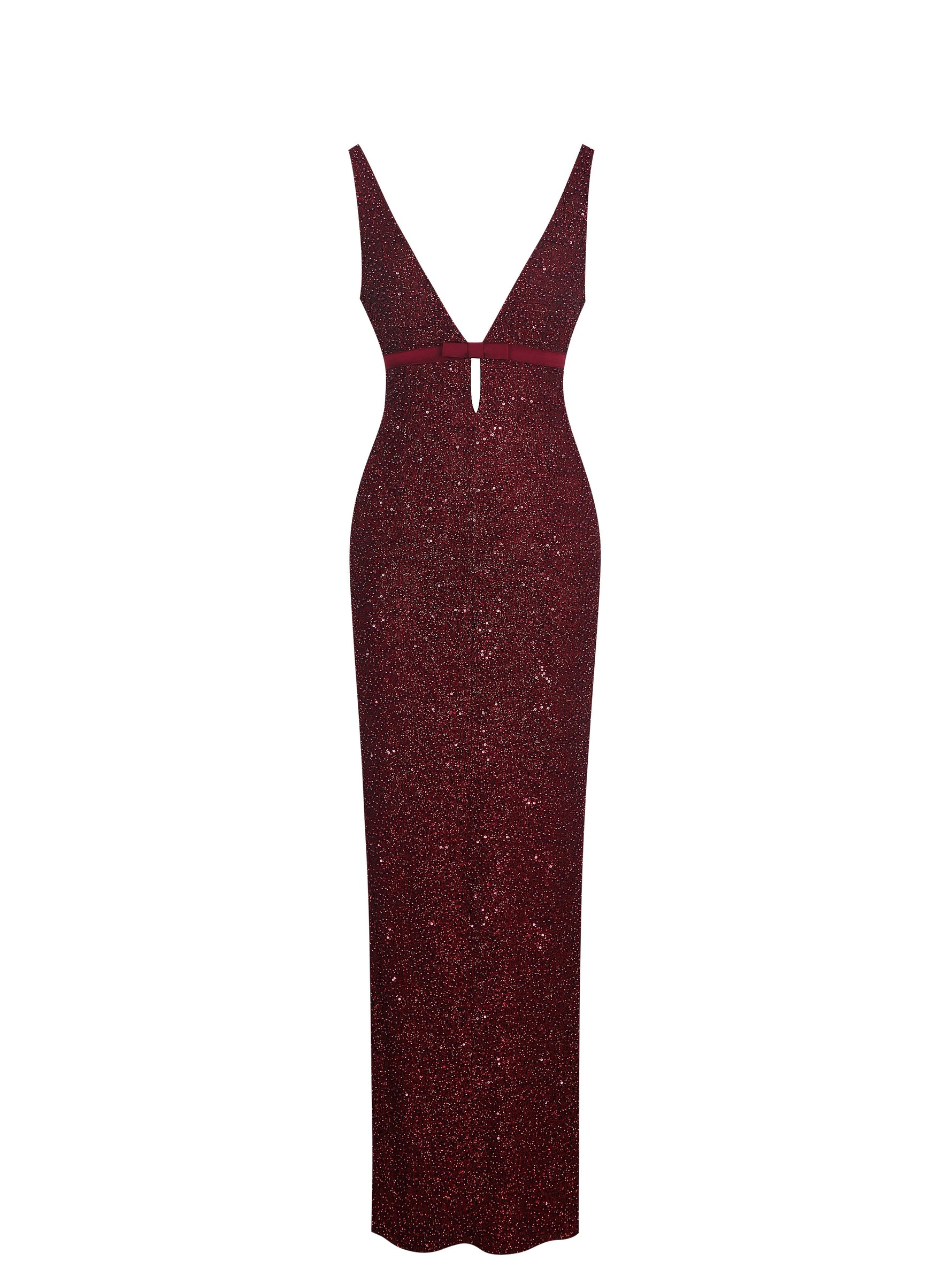 Elora Crimson Sequin Beaded Keyhole Maxi Dress Miss Circle