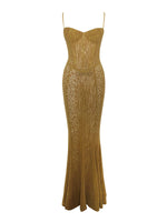 Ulani Gold Burnout Velvet Detail Mesh Maxi Dress Miss Circle