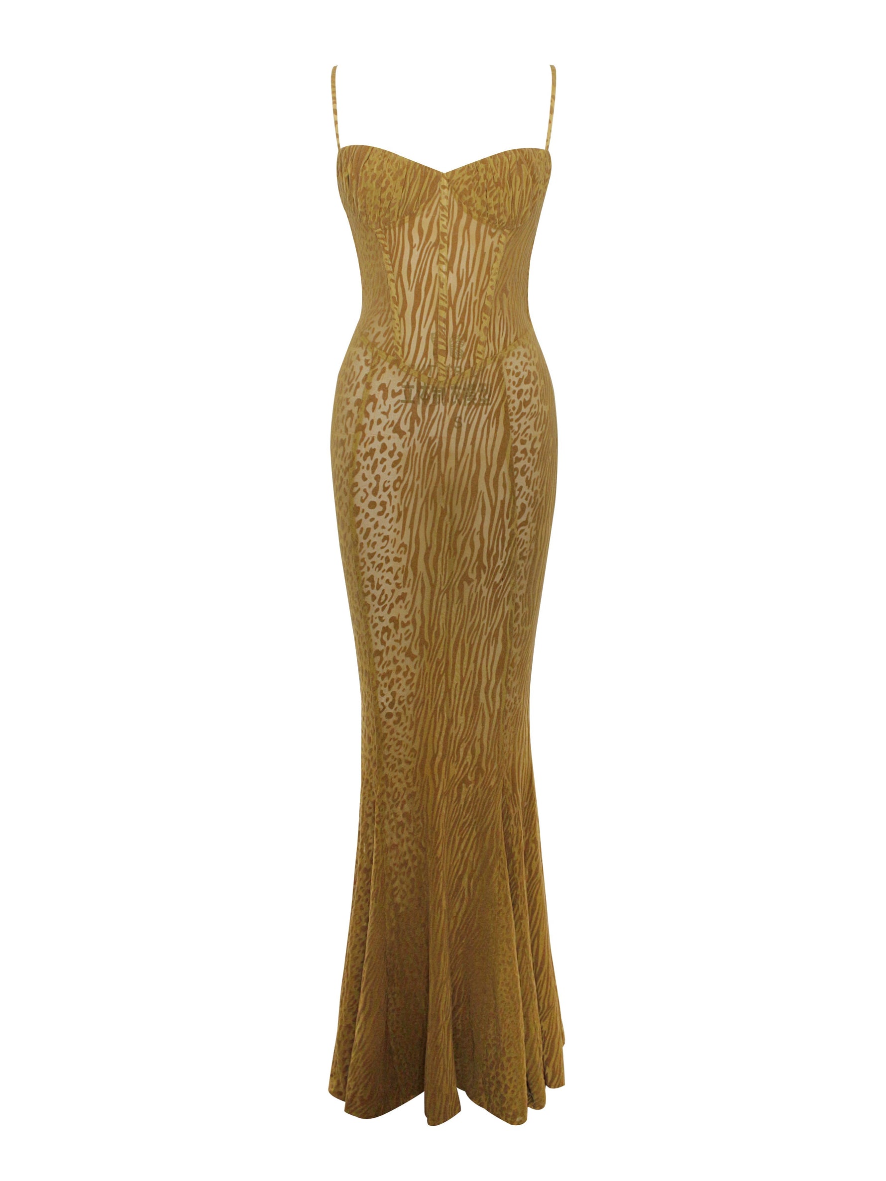 Ulani Gold Burnout Velvet Detail Mesh Maxi Dress Miss Circle