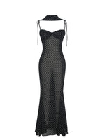 Yadira Black Base Polka Dot Chiffon Maxi Dress Miss Circle