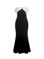 Saige Black Mermaid Midi Dress with Ivory Bow Bustline Miss Circle