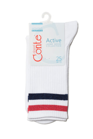 Conte Cotton Long Socks Active 157 - Lurex Stripes - By Baano