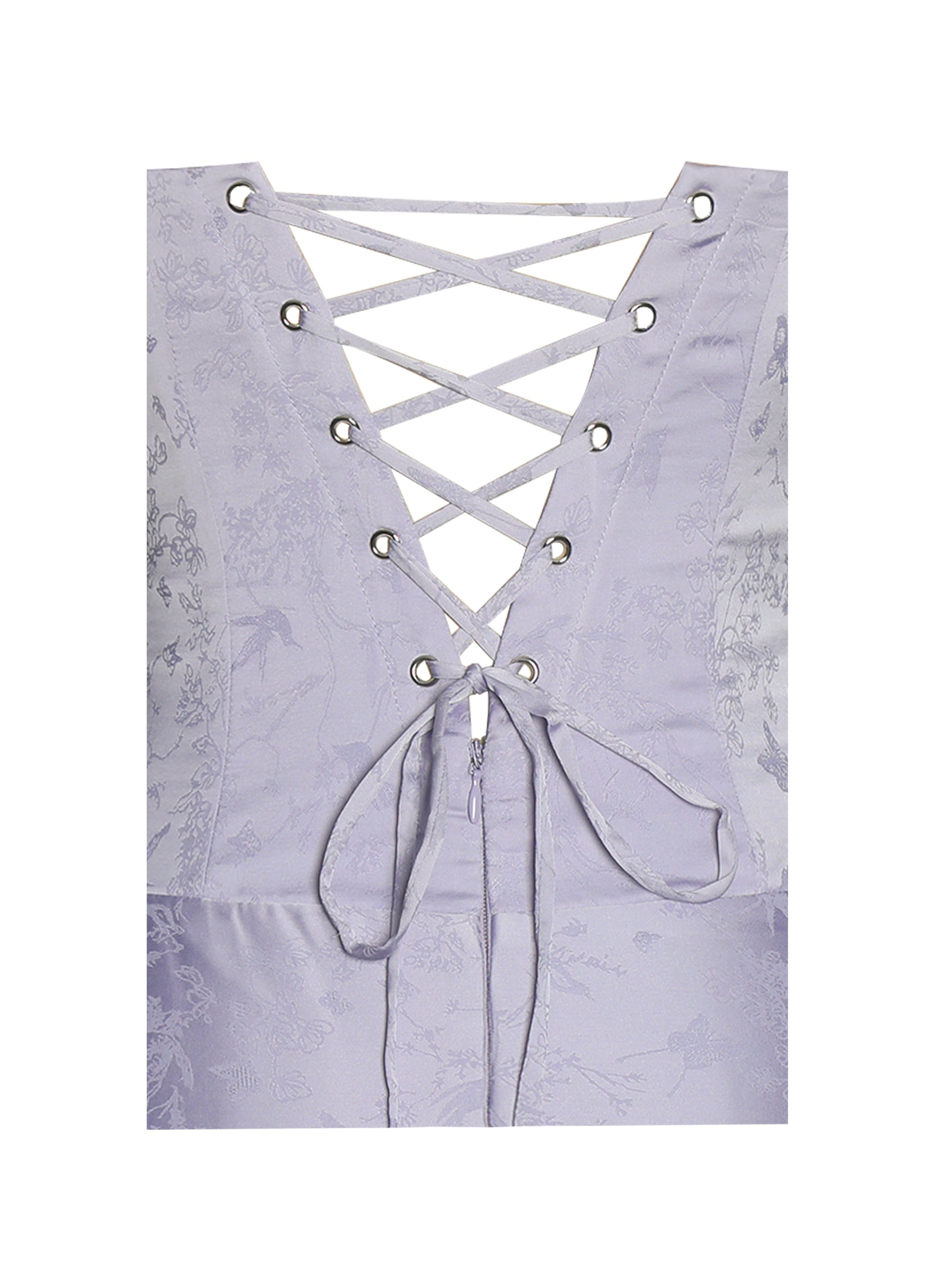 Raegan Taro Purple Jacquard Rouched Maxi Dress